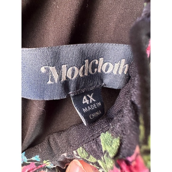 Modcloth Floral Print Mock Neck LS Dress Women's Plus Size 4X *Belt NOT Included - Picture 7 of 12